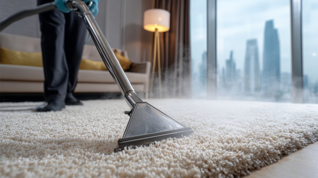 Commercial-grade carpet cleaning equipment in action